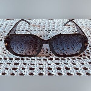 BLACK HEXAGON SUNGLASSES with BLUE LENSES